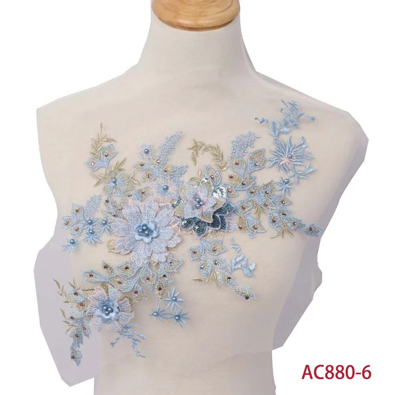 Rasolife 3D Flowers DI Patch Lace Applique Sew On Patches Floral embroidered flower applique For Wedding Dress AC880 | Дом и сад