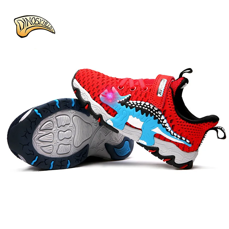 Dinoskulls Kids Sneakers LED Light Up Shoes for Boys 3D Dinosaur Mesh Breathable Children Trainers Glowing Running Toddler Shoes Dinoskulls Kids Sneakers LED Light Up Shoes for Boys 3D Dinosaur Mesh Breathable Children Trainers Glowing Running Toddler Shoes