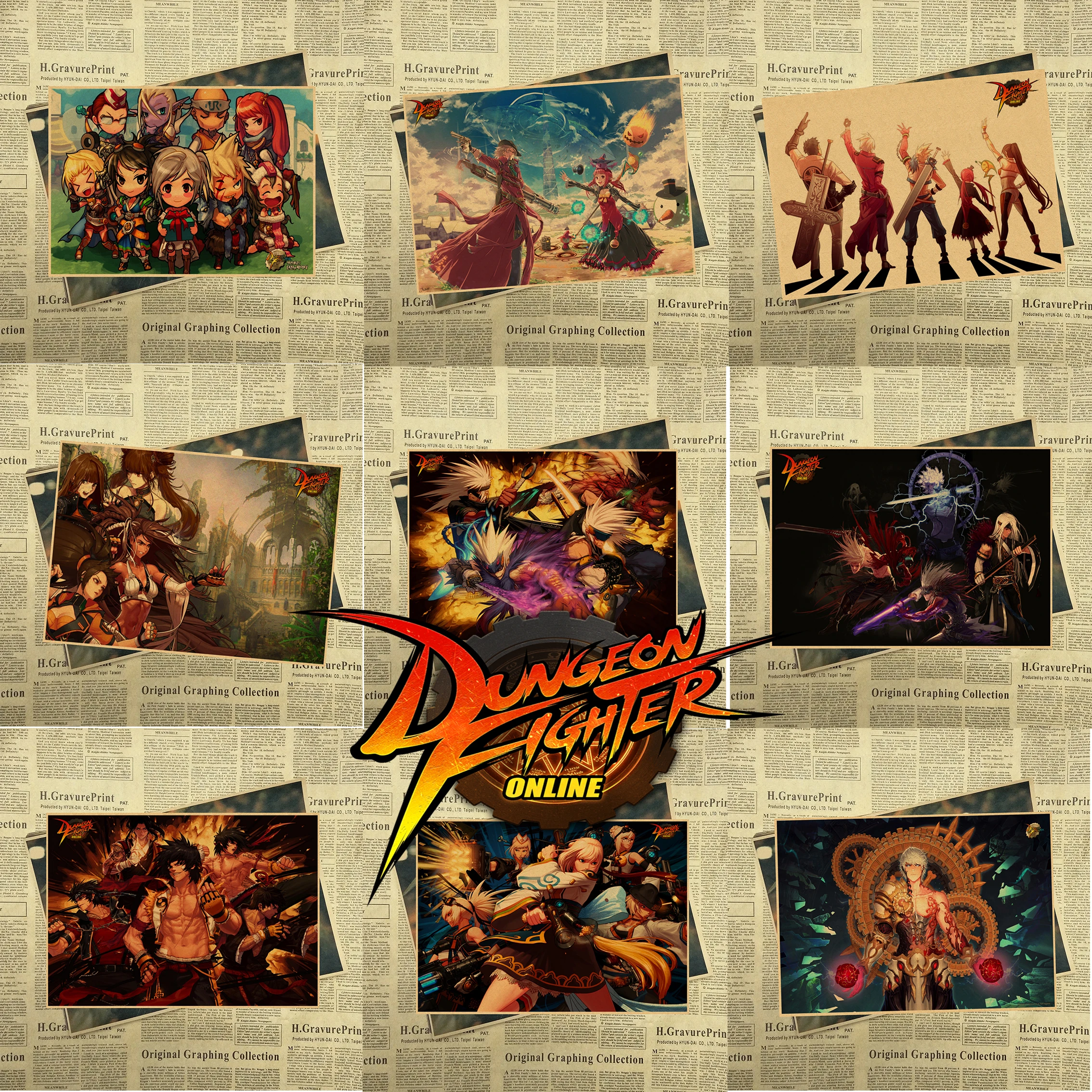 Caldo gioco DNF Dungeon Fighter e di Arte Vintage Kraft Poster Stampa Immagini A Parete per Camera Da Letto Living Room Decor