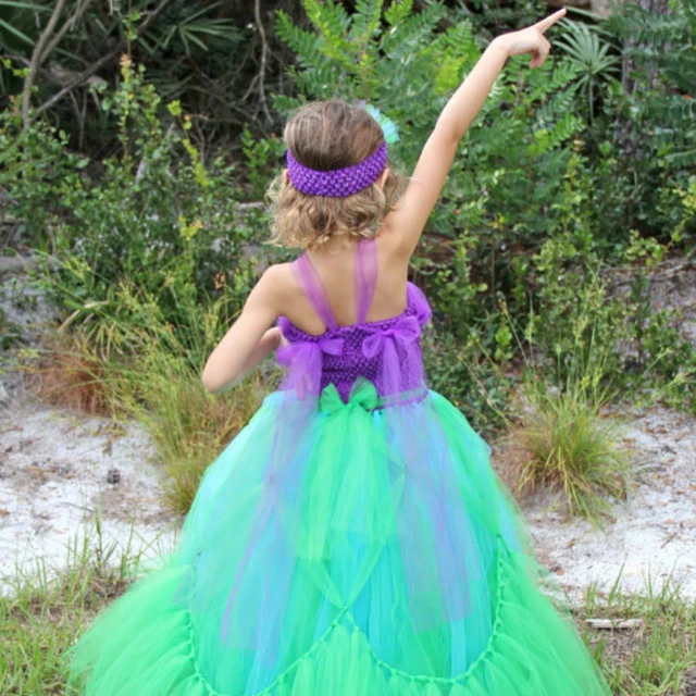 La sirène queue princesse Ariel robe Cosplay Costume enfants pour fille  fantaisie robe verte 