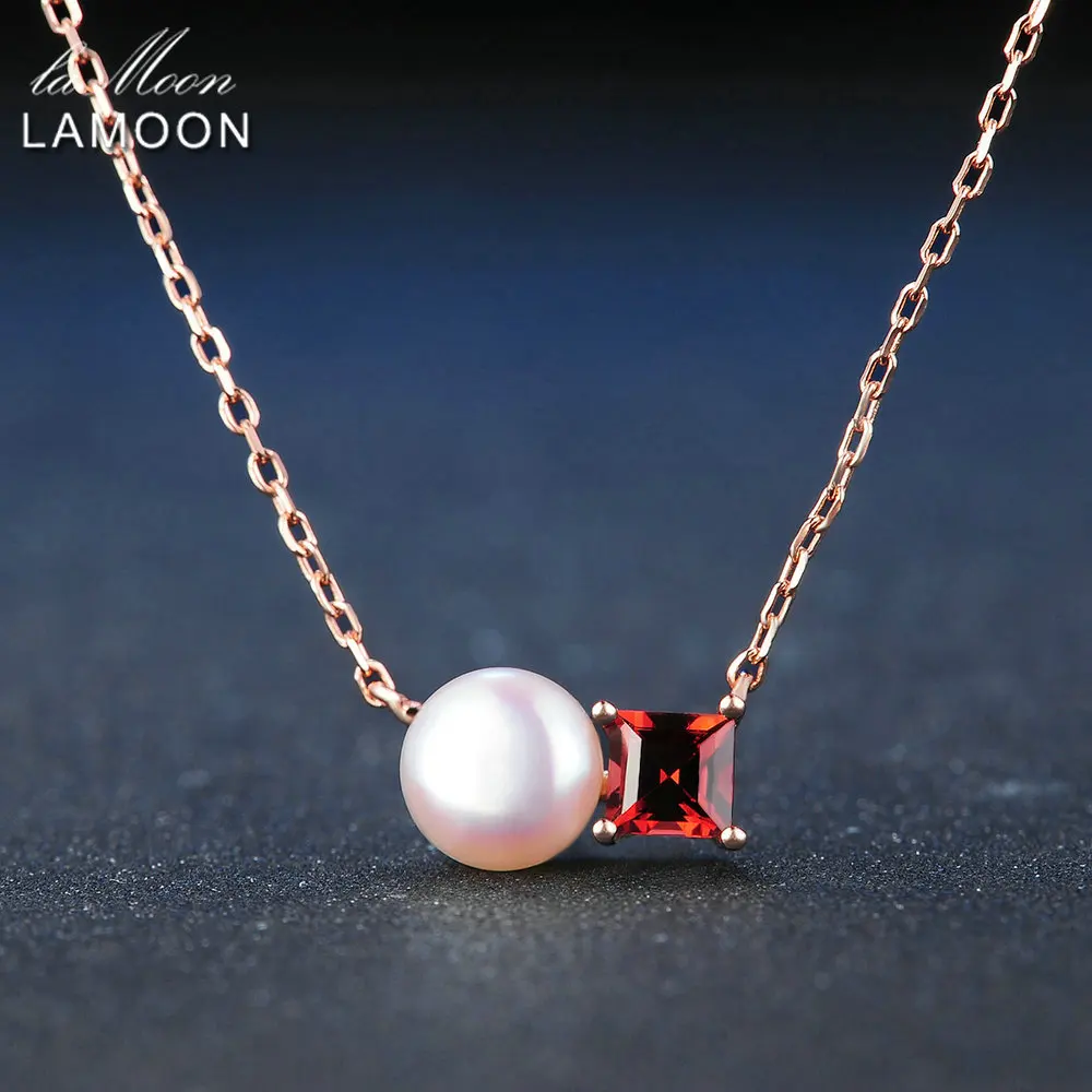 Lamoon Simple 100 Natural Red Garnet Freshwater Pearl 925 Sterling Silver Chain Pendant Necklace S925 Lmni054 huismerk kopen in de aanbieding Lamoon Simple 100 Natural Red Garnet Freshwater Pearl 925 Sterling Silver Chain Pendant Necklace S925 Lmni054 huismerk kopen in de aanbieding