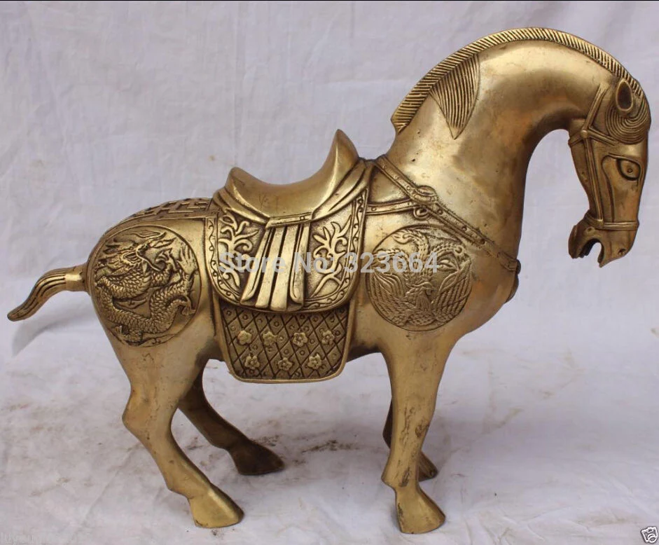 ZSR Подробная информация о 14 &quotкитайские бронзовые животные Sucessful Running Tang Horse Dragon Pho