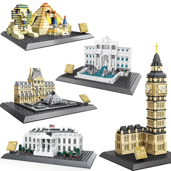 

Architecture Building Blocks Assembly Toy Kids White House Tower Louver Pyramid Model Educational DIY Bricks Funny toys