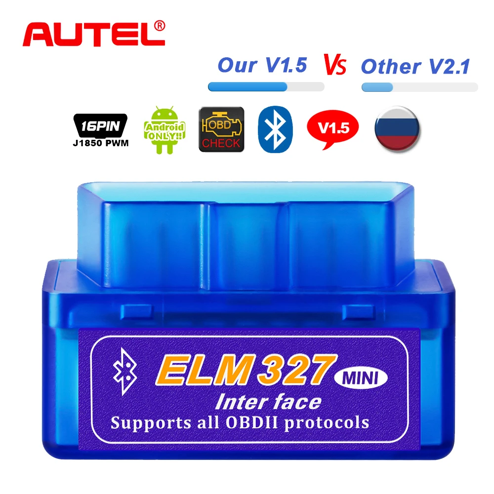 

Real ELM327 V1.5 ELM 327 Bluetooth OBD2 Scanner Android Car Auto Diagnostic Tool Automotive OBD 2 OBDII Scaner Better V2.1
