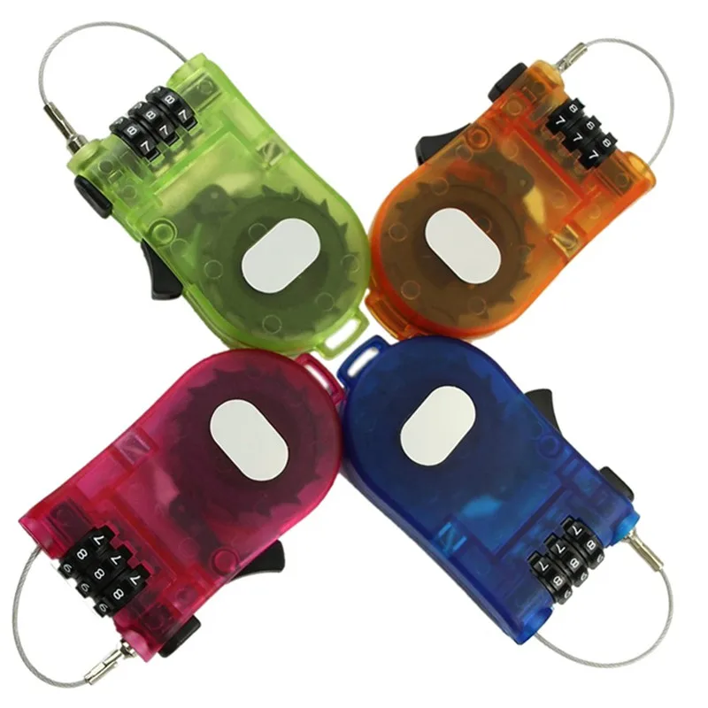 3 Digit Retractable Bike Bicycle Cable Combination Lock Helmet Luggage