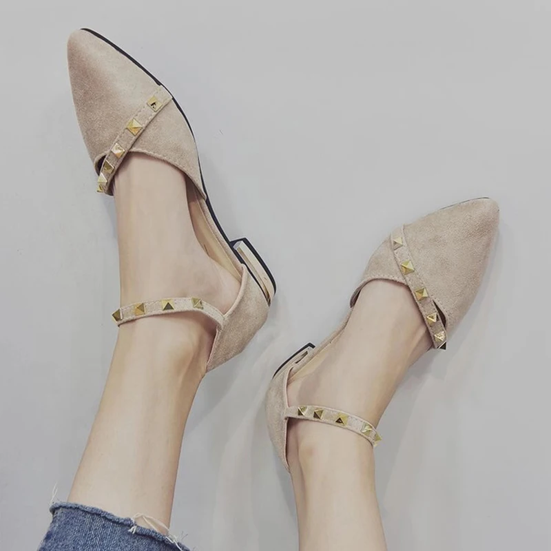 

Rivet 2019 Fashion Sandals Solid Concise Daily Women Flats Low Heels Shoes Summer Buckle Strap Pointed Toe Lady