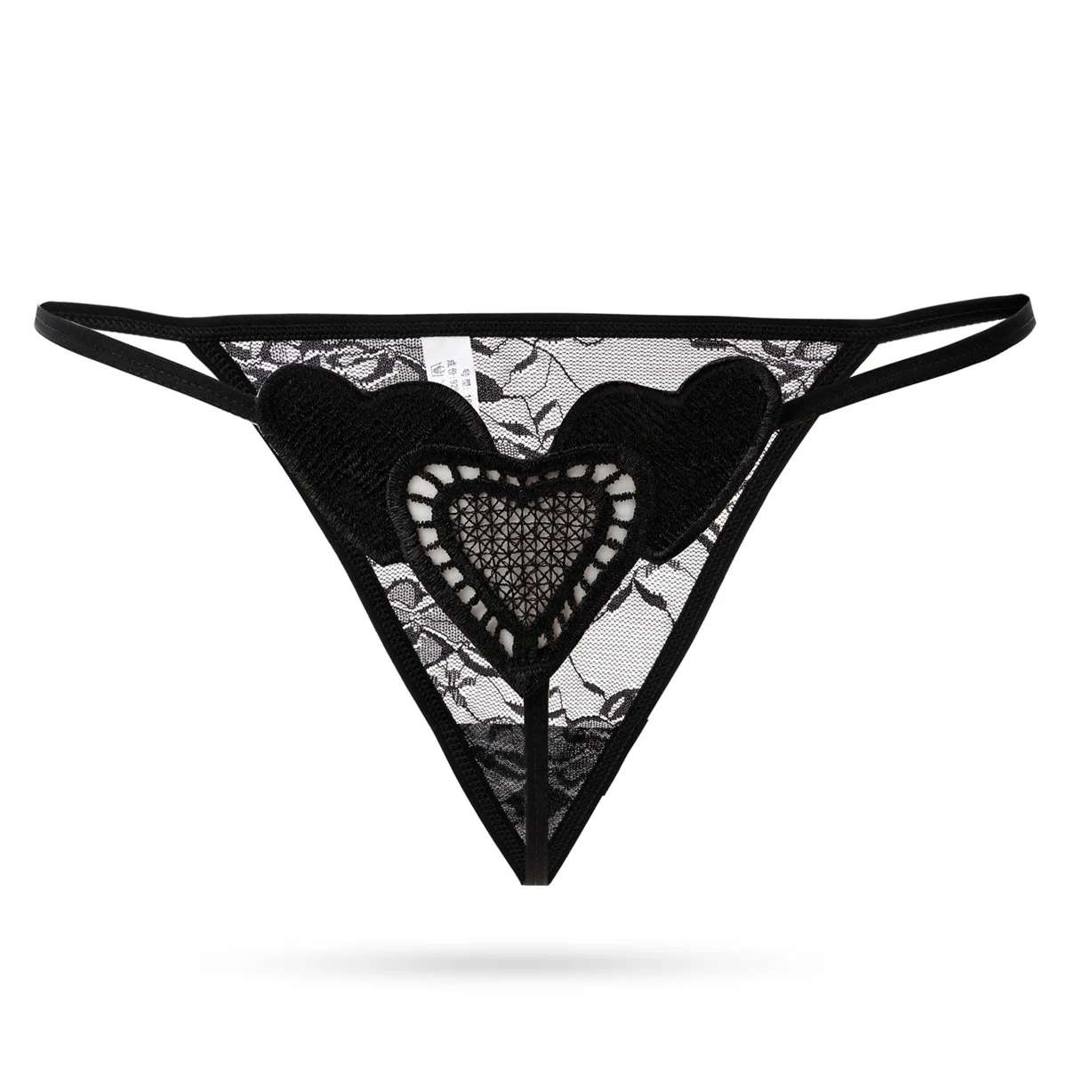 

Summer see-through transparent mesh embroidery women's t-shaped trousers thin thin belt with sexy T word inside