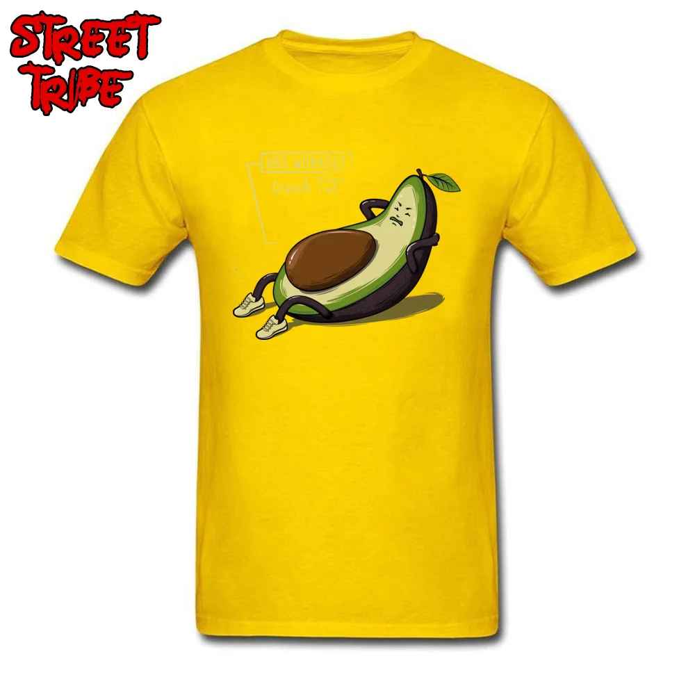 Casual Avocado Abs Workout Tshirts for Men 2018 Fashion Summer Fall Round Neck 100% Cotton Short Sleeve Tshirts Clothing Shirt Avocado Abs Workout yellow