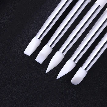 

5Pcs/set Nail Art Carving Pen Brush Kit Silicone Head Wooden Handle Painting Drawing Brushes Manicure Nail Art Tools Design