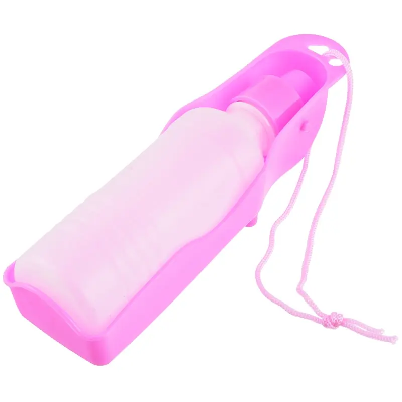Hoomall 250 мл пластиковый складной котенок щенок устройство для кормления собак бутылка с водой переносная дорожная бутылка кошки собаки аксессуары для домашних животных - Цвет: Розовый