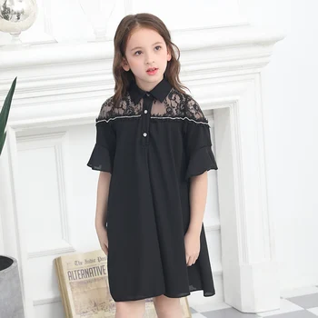 

Elegant dress for girls costumes Summer Kids Girls Black lace Dresses Teenage Girls Princess Party Dress 5 8 10 11 12 14 16Years