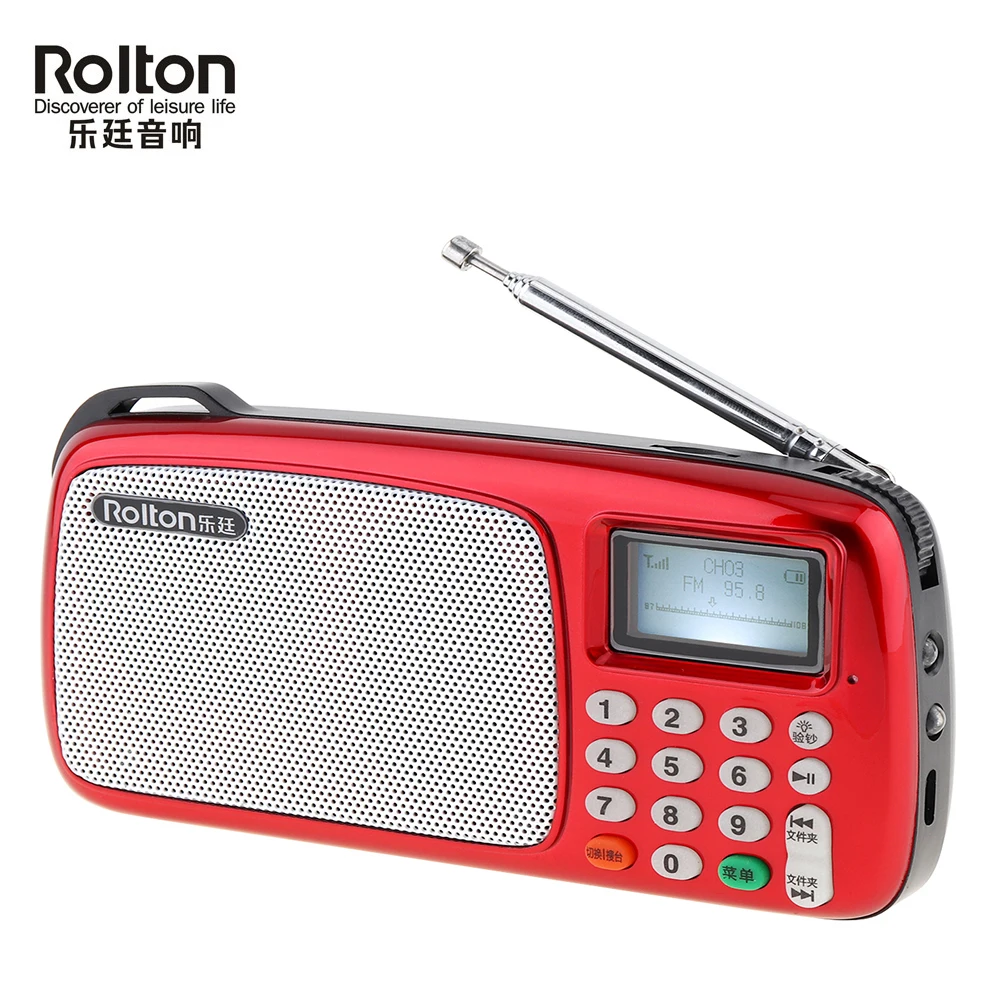 

Portable Rolton T303 TF Card Mini USB FM Radio Speaker with LED Display MP3 Music Player / Torch Lamp / Money Verify
