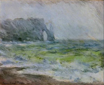 High quality Oil painting Canvas Reproductions The Manneport, Etretat in the Rain (1885-1886) By Claude Monet hand painted High quality Oil painting Canvas Reproductions The Manneport, Etretat in the Rain (1885-1886) By Claude Monet hand painted