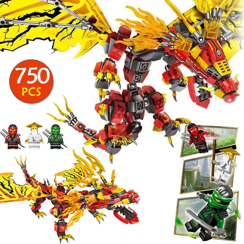 

Ninjago Flying Fire Dragon Gold Edition Phantom Model Compatible Legoingly Building DIY Block Brick Toys For Children Boys
