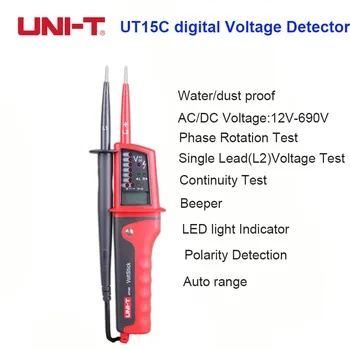 

UNI-T UT15C Waterproof digital Voltage Detector tester meter test testing pen voltmeter AC DC voltage meter LCD light auto range