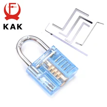 KAK Mini Transparent Visible Pick Cutaway Practice Padlock Lock With Broken Key Remove Hook Extractor Set Locksmith Wrench Tool axk transparent visible pick cutaway practice padlock lock with 12pcs blue broken key removing hooks lock locksmith tool