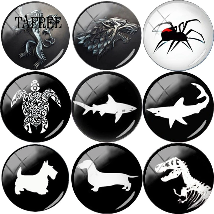 

TAFREE Simple Animals Picture 25mm Round Glass Canochon For Men Women gift DIY Jewelry Charm Photo Pendant Setting