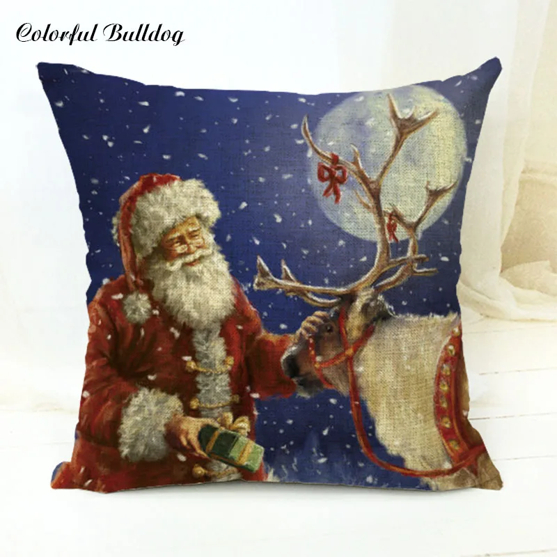 Подарок на год, чехол для подушки с изображением рождественской елки, чехол для подушки с изображением Санта Клауса, 45*45 см, декоративные чехлы для сидений на санях - Цвет: 20