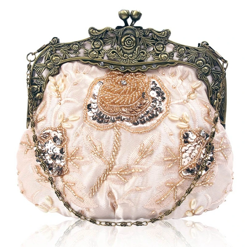 

Women's Vintage Beaded Sequin Flower Purse Evening Bags Clutches Party Wedding