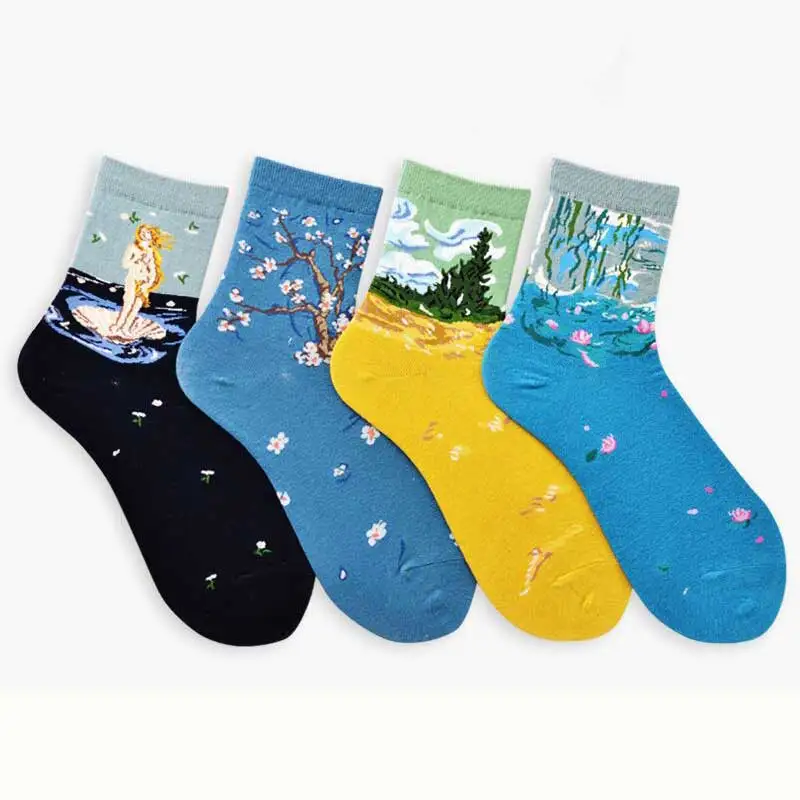 New Arrival Van gogh Painting Scenery Funny Women Short Socks Ankle Breathable Art Painting Japan Style Cartoon Customized Sox New Arrival Van gogh Painting Scenery Funny Women Short Socks Ankle Breathable Art Painting Japan Style Cartoon Customized Sox