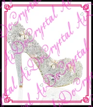 Aidocrystal Angepasst Damen white crystal Partei Tragen Schuhe mit Hohen Absätzen Runde Zehen pumpen