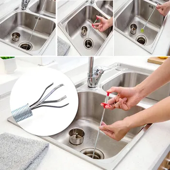 

1PC Kitchen Through Sewer Dredging Device Spring Pipe Dredging Tool Household Hair Cleaning Device Hair Removal Tool