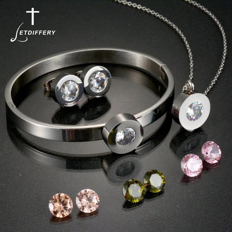 

Letdiffery Hot Sale CZ Stone Engagement Wedding Jewelry Set Bague Femme Necklace Earrings Bracelets Set Drop Shipping