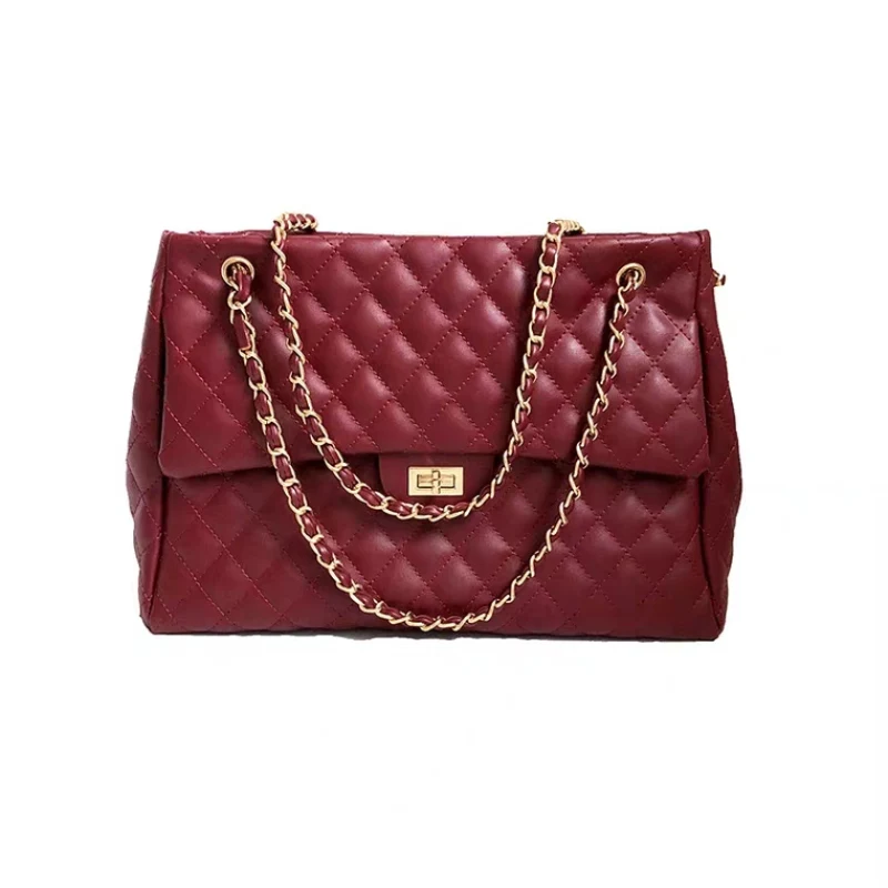 

2019 New Large-capacity Diamond Littice lady Handbag Fashion Chain Buckle Shoulder Bag Business Party Messenger Bag Casual Totes