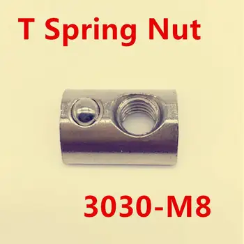

100pcs M8 T Spring Nut / M8 Half Round Elasticity Spring Nut Block for 3030 Aluminium Profile Slot Groove 8