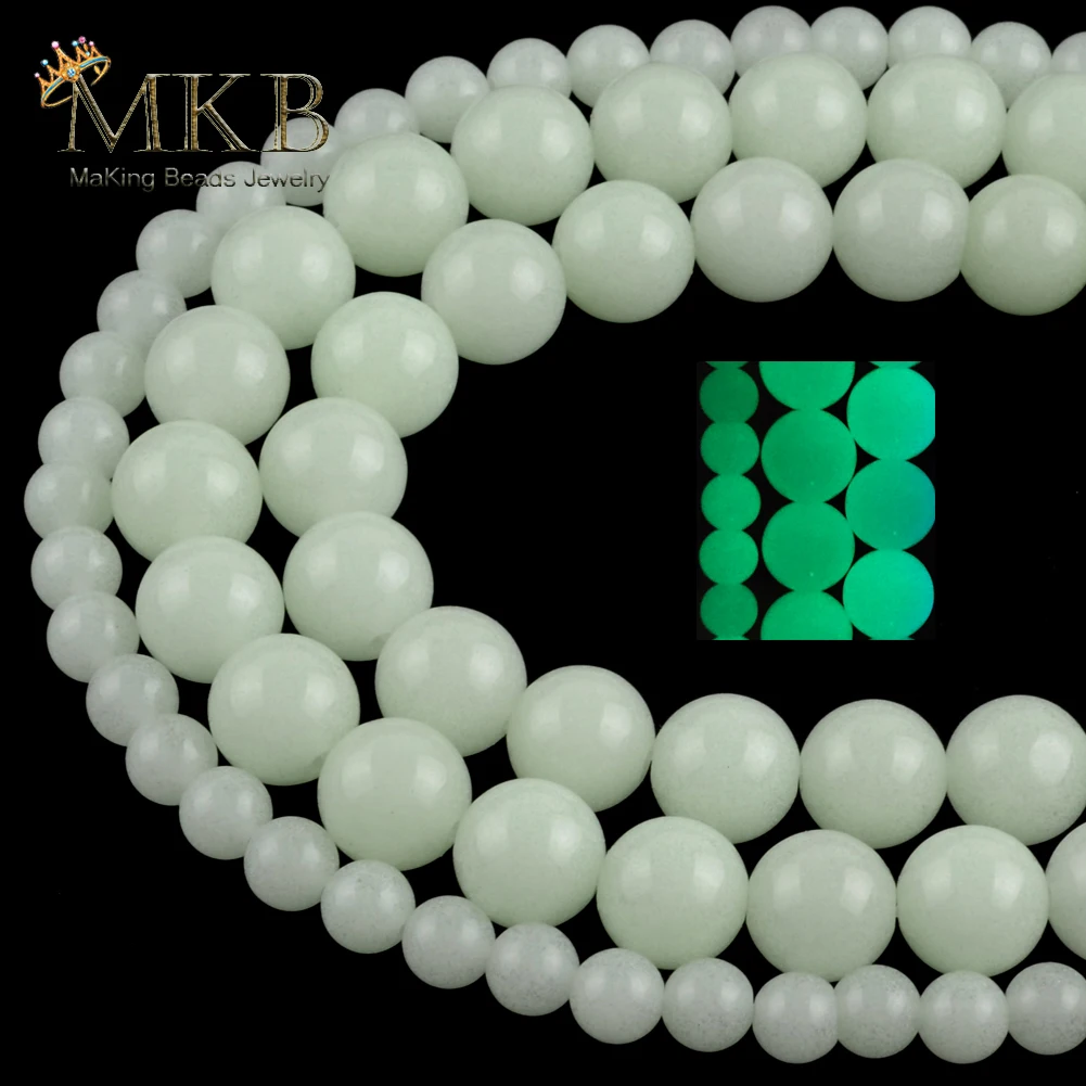 

6 8 10mm Green Luminous Light Glowing Round Beads Natural Stone Beads For Jewelry Making Diy Bracelets Necklace Accessories