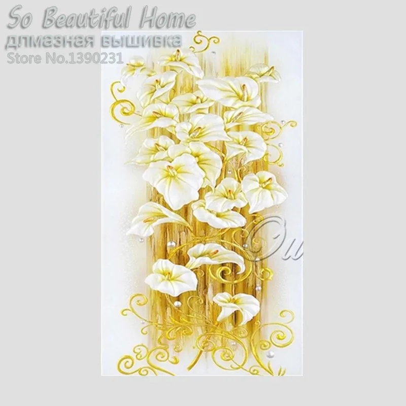 Diamond Painting 5D DIY Crystal lily flower 3D Cross Stitch Flores Needlework Embroidery Wall Stickers Home Decoration SH5085 | Дом и сад