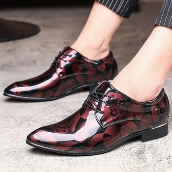 

Luxury Italian Oxfords Men's Flats New Fashion Patent Leather Shoes Pointed Toe Mens Wedding Shoes Large Size 37-50 For Party