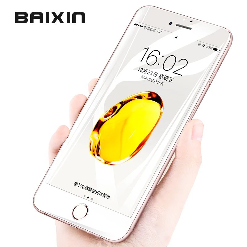 Baixin закаленное стекло для iPhone X, 7, 8 plus, Защитное стекло для экрана, 4D полное покрытие, закругленные края, стеклянная пленка для iPhone 6, 6S Plus