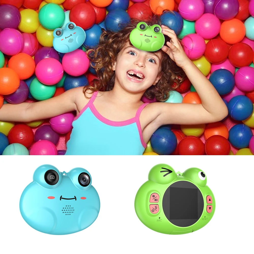 Мини Детская Цифровая видеокамера Милая мультяшная лягушка игрушечная камера Детский образовательный встроенный аккумулятор для мальчиков и девочек подарок на день детей