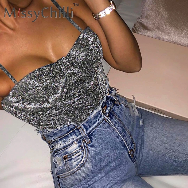 

MissyChilli Lurex sexy sleeveless bodycon bodysuits Female holiday beach party romper Summer backless elegant one-piece playsuit
