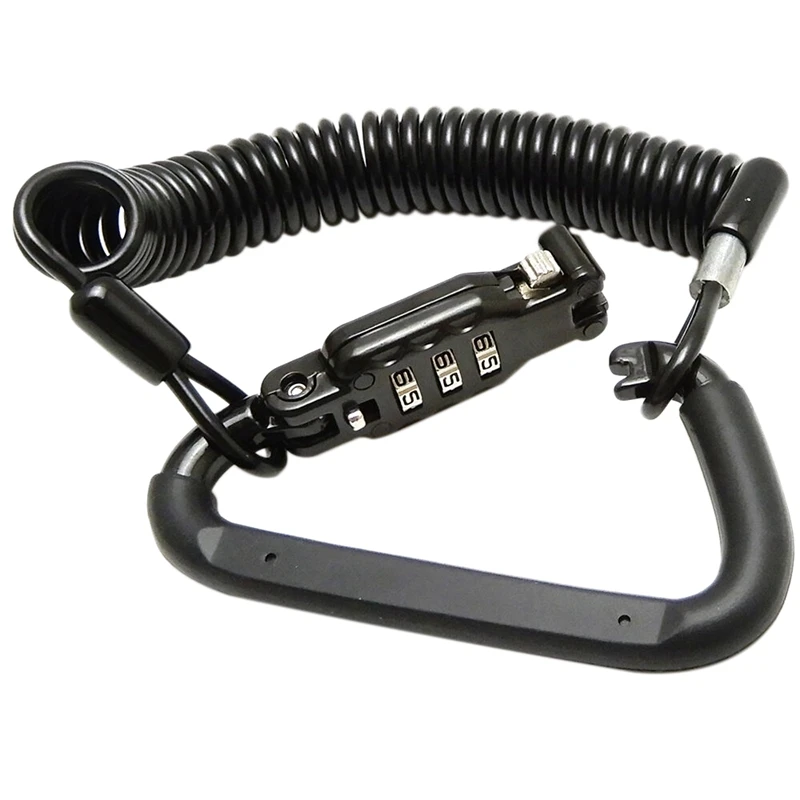 

Black Motorcycle Helmet Lock Universal Helmet Combination Carabiner Lock Security Kit