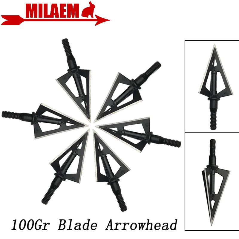 

3/6/12pcs 100Gr Archery Blade Arrowhead 3 Blades Broadheads Target Arrow Point Tips Arrow Shaft Shooting Hunting Accessories
