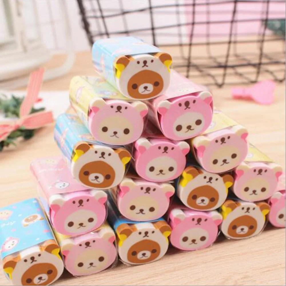 

1Pc Soft Durable Flexible Cube Cute Colored Pencil Rubber Erasers For School Kids Stationery Novelty Pencil Correction Supplies