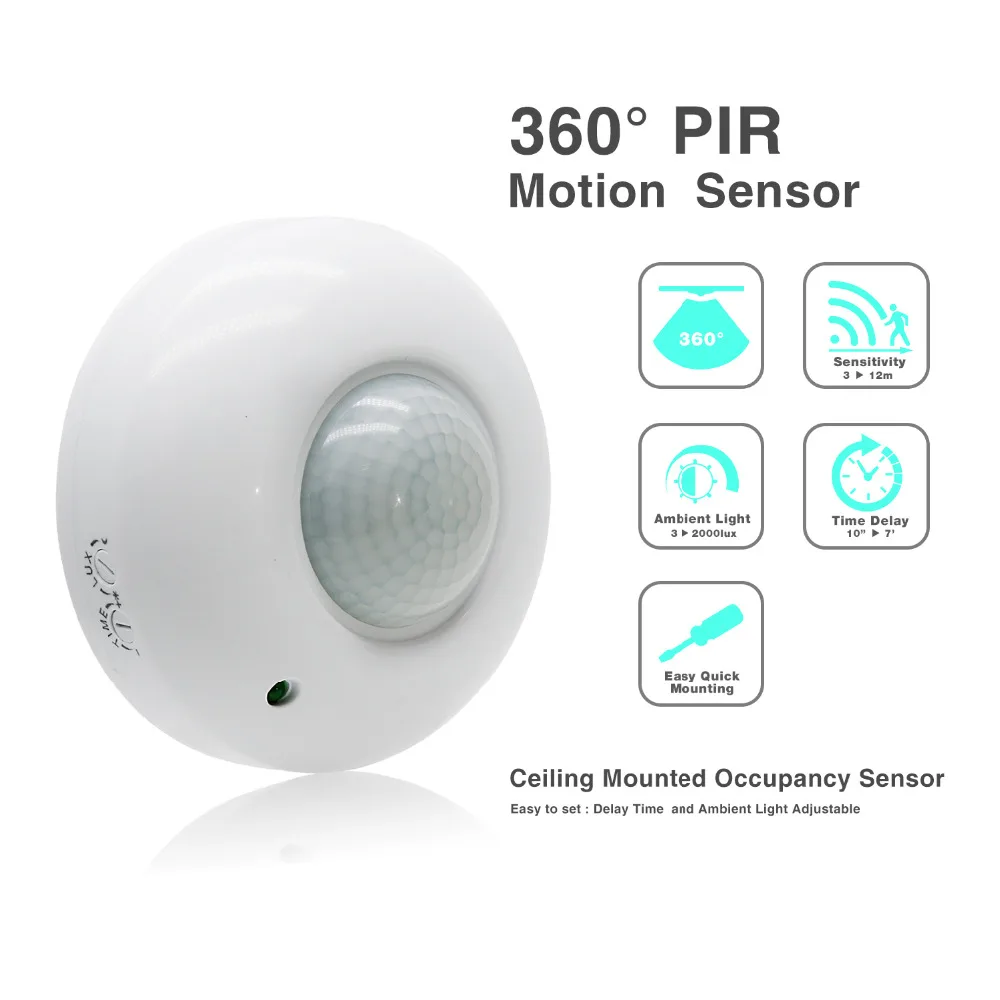 

AC220-240V 360 Degree Automatic Ceiling Light Infrared PIR Motion Sensor Switch Enbeded Adjustable Light Dome Lamp