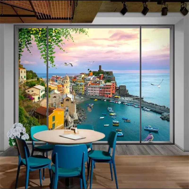 Пользовательские 3D фото обои современные поддельные окна дерево Пейзаж Обои фреска спальня ресторан лобби обои papel де parede - Цвет: 4