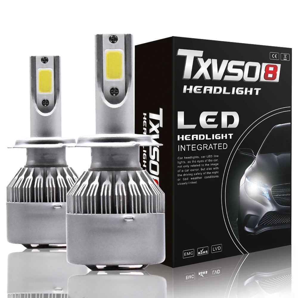 

TXVSO8 2PCS COB Mini Size LED H7 Auto Headlight Bulbs 55W 6000K 26000LM/Set Front FogLamp Super White Car Lights Drop Shipping