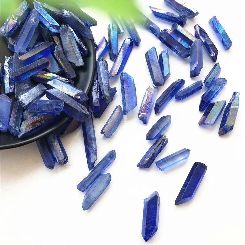 50 г синий Aura кварцевый точечный титановый гальванический кварцевый кристалл палочка натуральные камни и минералы