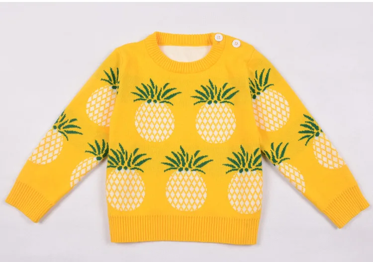 Ins/новая зимняя Европа детская pineapplepattern свитер одежда с длинным рукавом для мальчиков и девочек вязаный, хлопковый детский топ