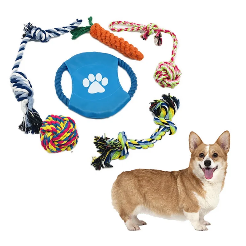 Hoomall 6PCs/Set Dog Chew Toy Cotton Rope Ball Braided Knot Pet Puppy Toy Pet Accessories