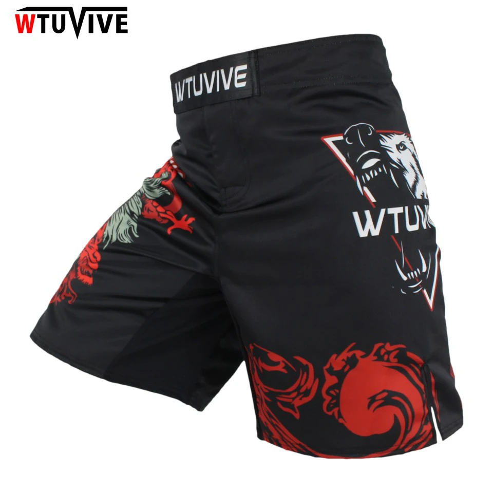 

WTUVIVE MMA new men's boxing domineering wolf head boxing boxing boots shorts match training shorts boxing flat pants