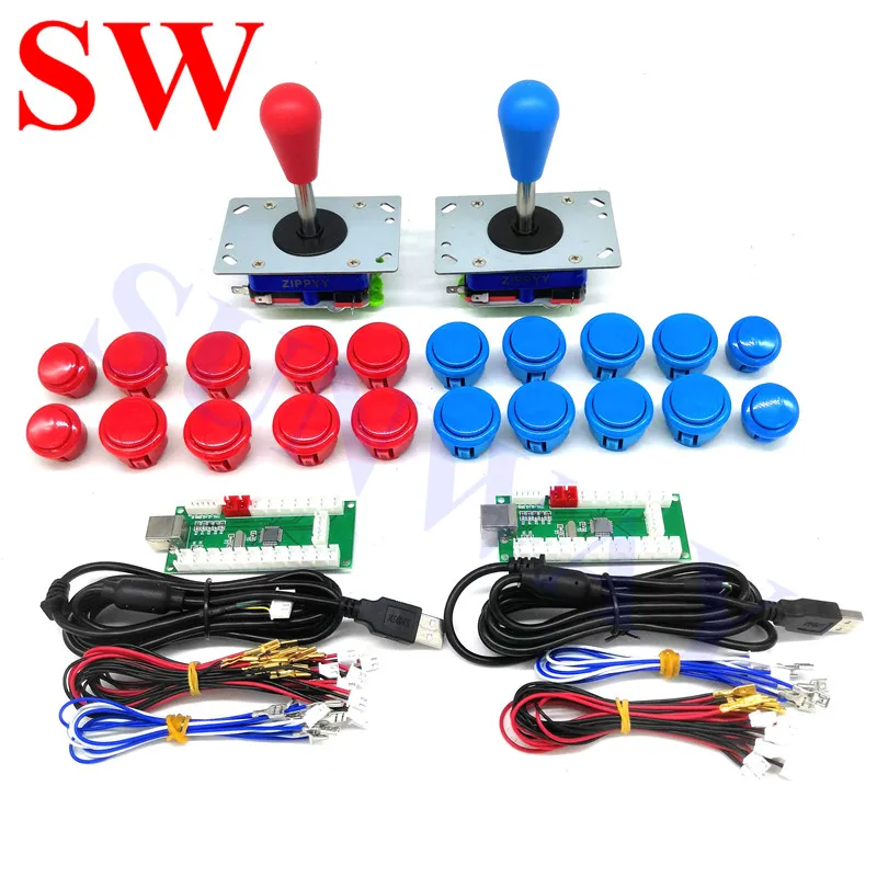Arcade Game DIY Parts kit for PC Zero Delay USB Control Board with 5Pin Joystick + 16x 30MM and 4x 24MM Buttons Mame Kits Part