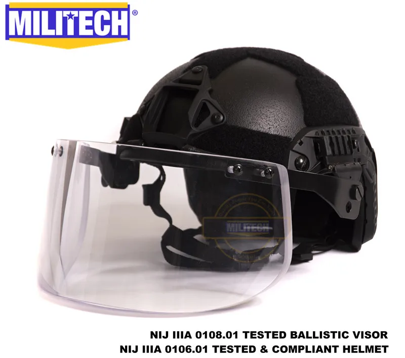 MILITECH Black BK Maritime Cut Deluxe NIJ IIIA Быстрый пуленепробиваемый шлем и козырек Набор Дело баллистический шлем-пуля защитная маска