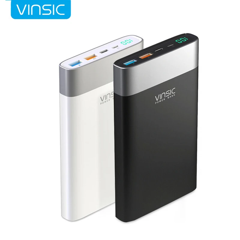 

Vinsic 20000mAh Power Bank Quick Charge QC3.0 2.4A Dual USB Type-C External Battery Charger For iPhone Xiaomi Huawei Samsung ZTE