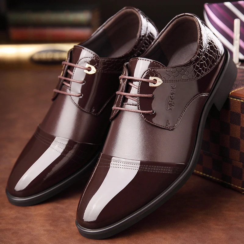 Toe Qualidade Rendas Trabalho Homens Dos Para Aa10044 Sapatos Alta Couro marrom Baixos De Oxford Preto Até Vestido Apontou Casamento OqwAWdvq