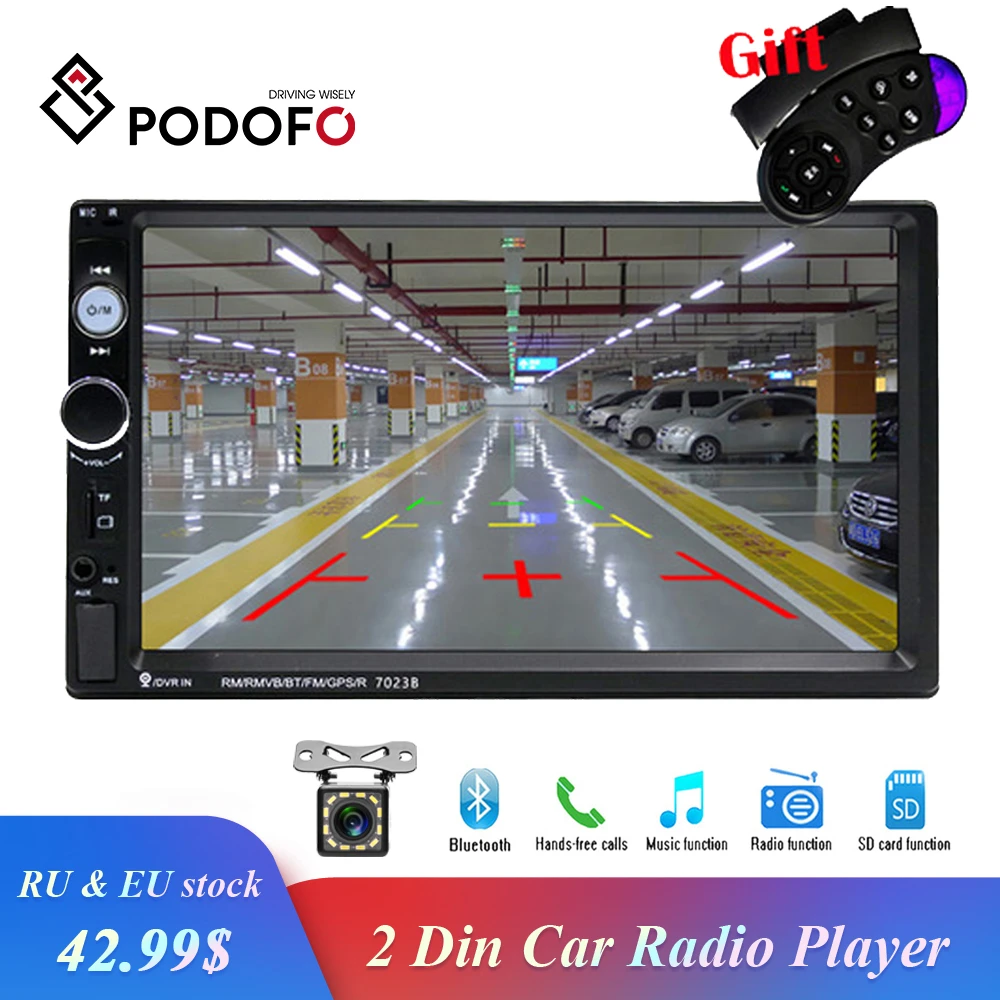 Ceny Podofo uniwersalny samochodowy odtwarzacz multimedialny 2 din Autoradio 2din samochodowe stereo 7 \